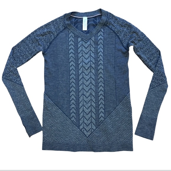 lululemon athletica Tops - Womens V-Neck Long Sleeve Textured Knit Top - Blue